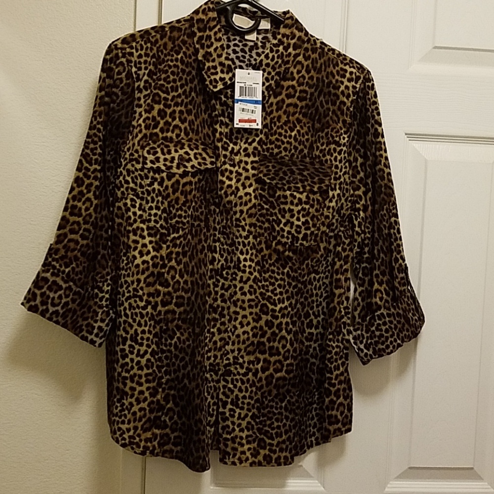 Button down  leopard shirt top